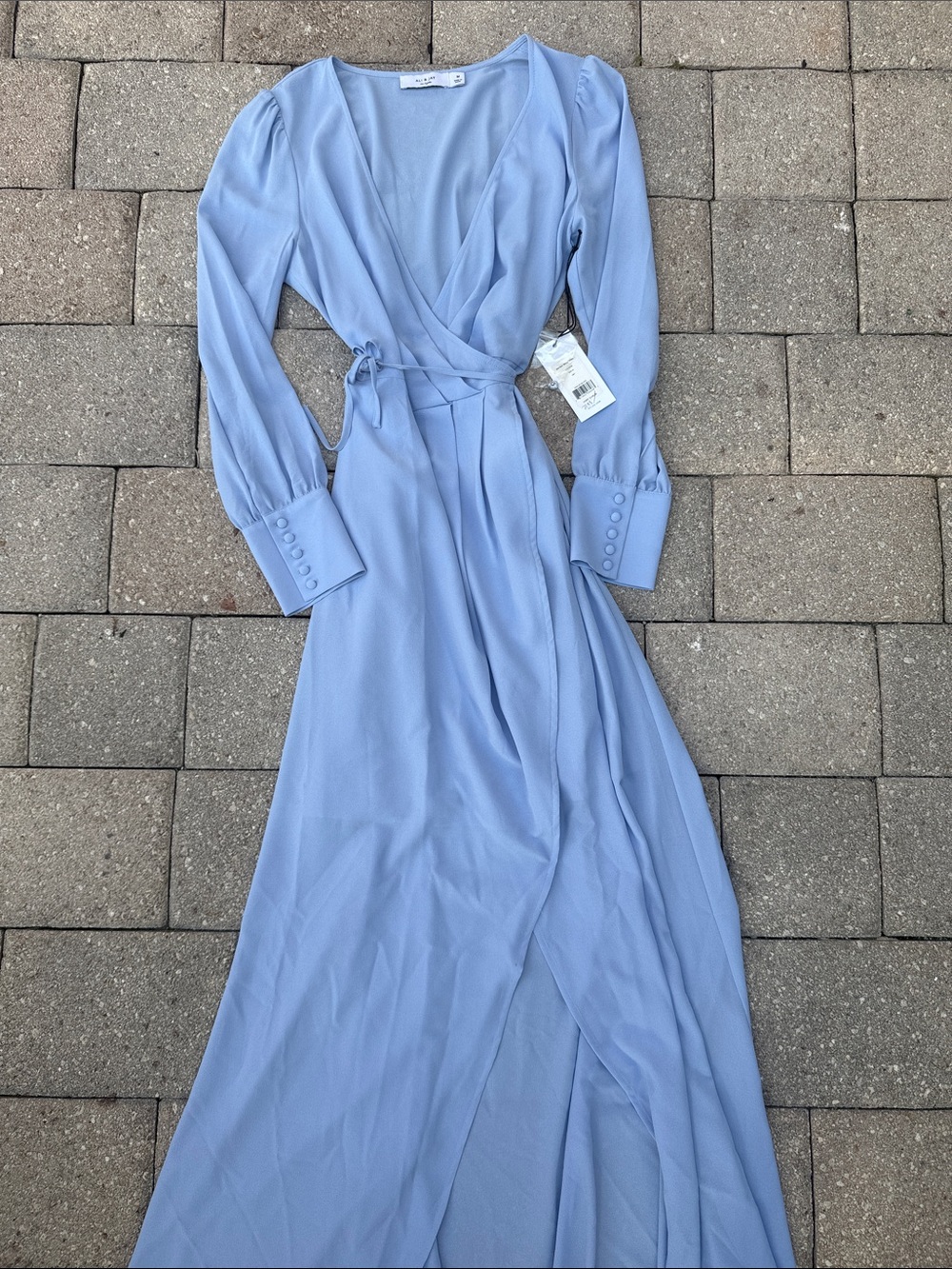 ALI & JAY Powder Blue Wrap Midi Dress with Long Sleeves - Picture 5 of 5